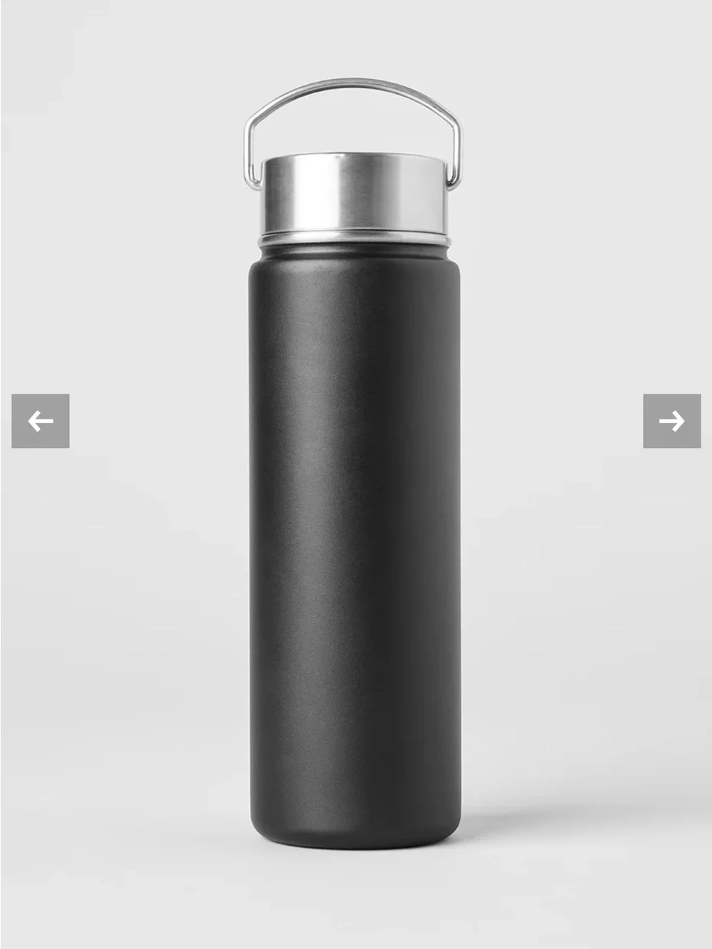 ALO Yoga Black Stainless Steel Water Bottle with Silver Cap 24oz